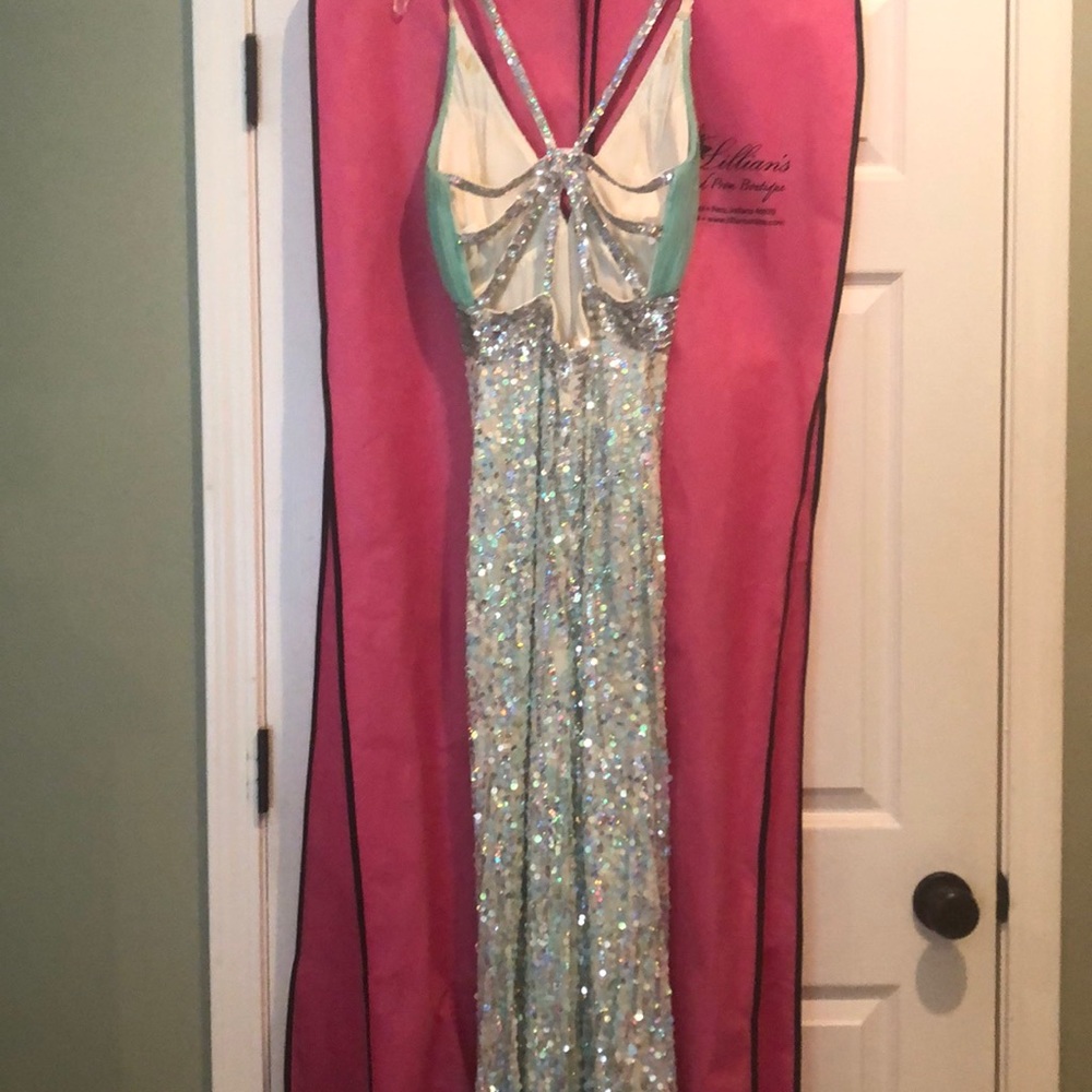 Seafoam Mermaid Sequin Formal Gown - Picture 5 of 7